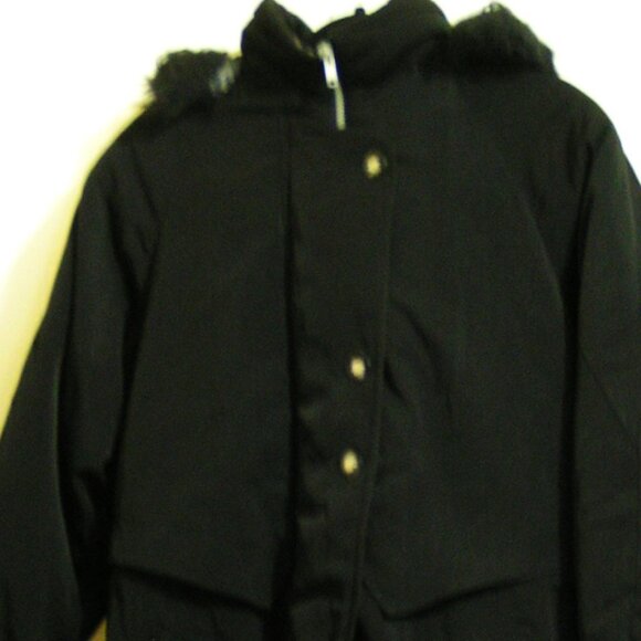 BLACK HOODED WARM WINTER COAT M - Picture 3 of 3